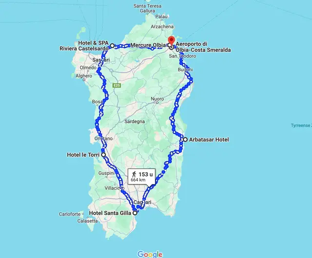 Route rondreis Ultiem Sardinië | route
